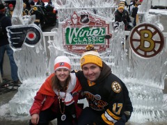 With his wife, Emily, at the 2010 Winter Classic at Fenway Park.